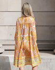 Orange Yellow Paisley Print artwork print Stain Oversized shirt dress