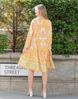 Orange Yellow Paisley Print artwork print Stain Oversized shirt dress