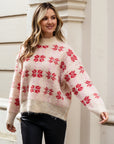 Classic & Cozy Snowflake Knit Jumper in Pink