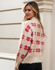 Classic & Cozy Snowflake Knit Jumper in Pink