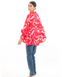 Scarf print oversized shirt in Red color
