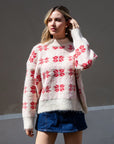 Classic & Cozy Snowflake Knit Jumper in Pink