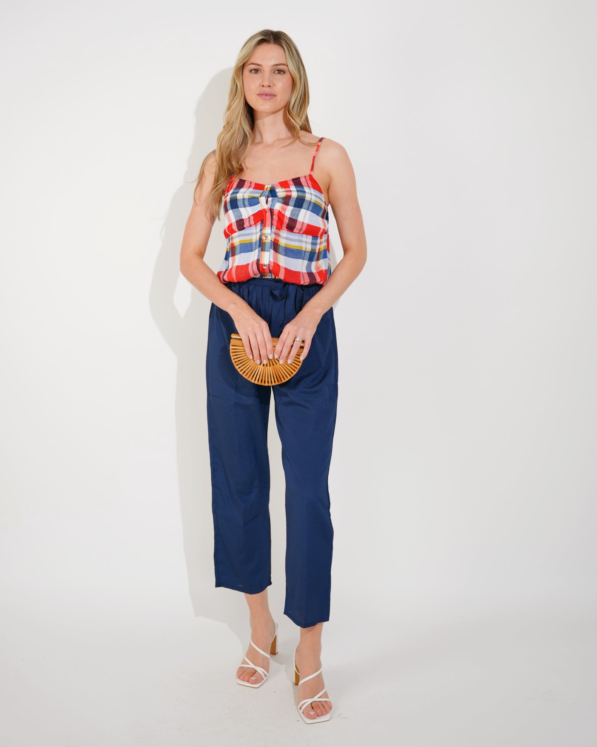 Check Print Jumpsuits (Red)