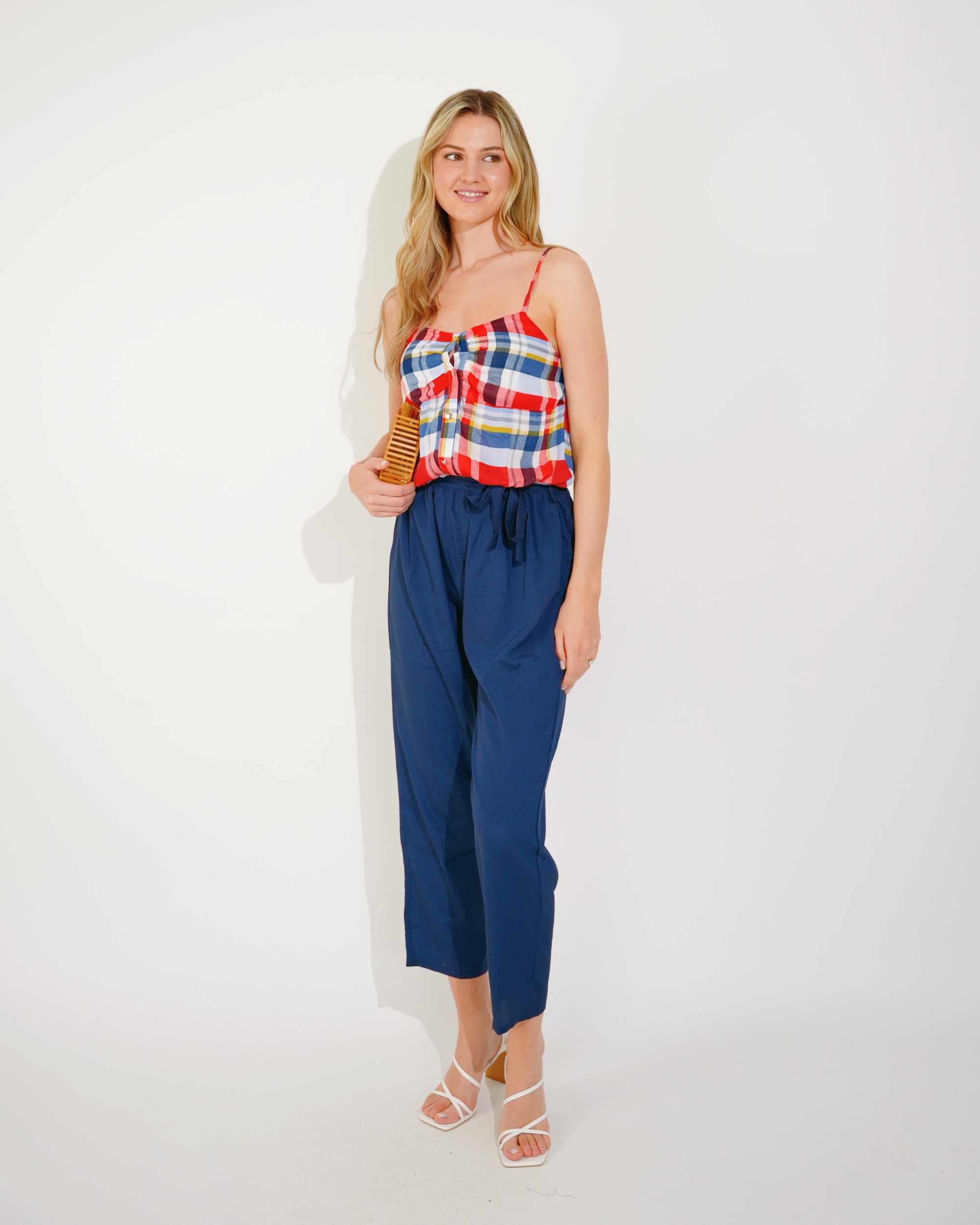 Check Print Jumpsuits (Red)