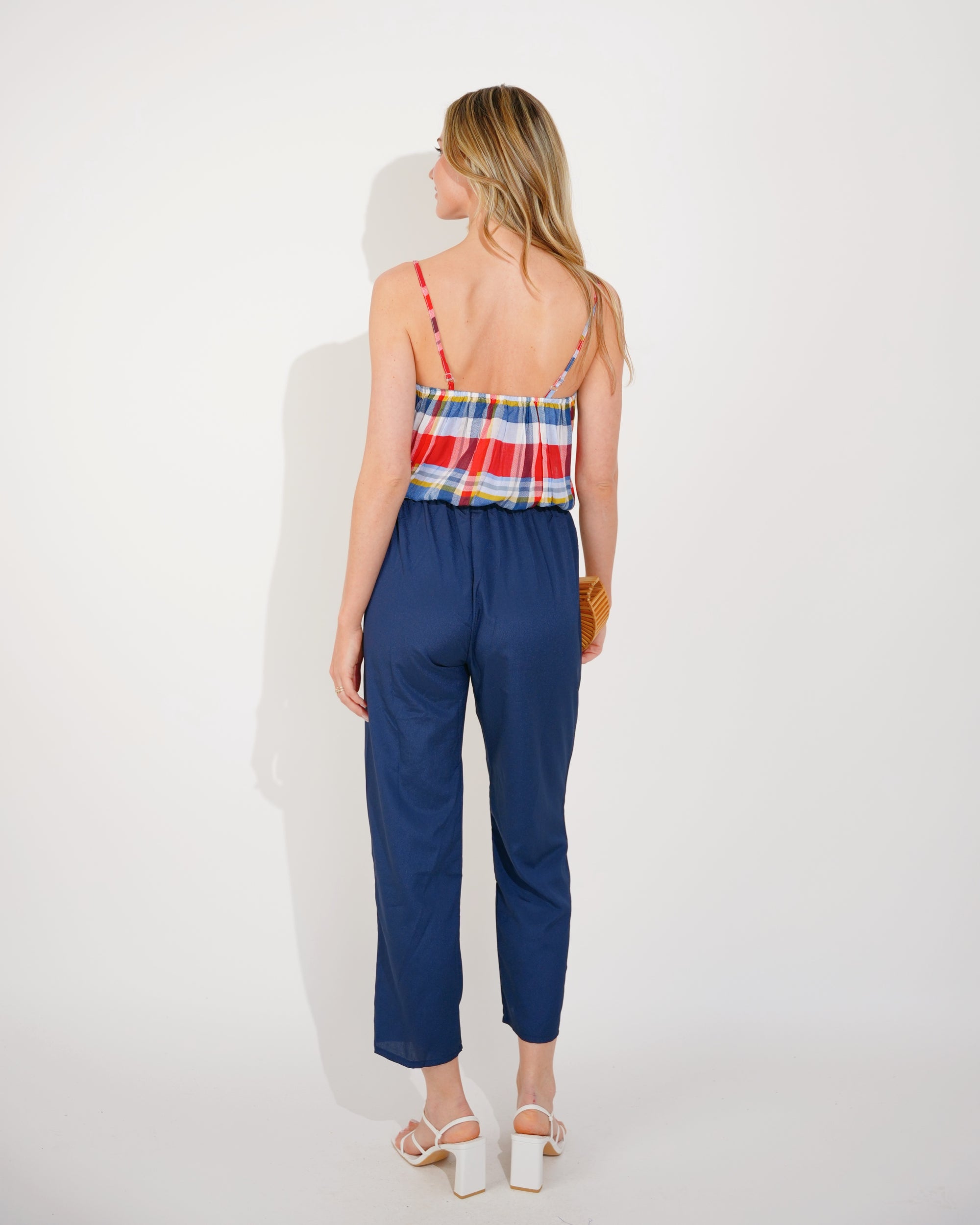Check Print Jumpsuits (Red)