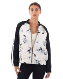Floral print winter quilted Bomber Jacket (WHITE)