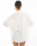 Gold Polka Dots Embroidered Shirt in Soft cotton fabric in White