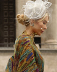 Statement Fascinator with Veil, Bow and Feather Accents