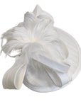Fascinator With Feather & Sculptural Loop Detail In White