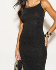 Scooped-neck sleeveless metallic-knit maxi dress in Black