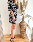 Kimono sleeves wrap dress (Black)