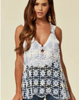 Floral Pattern Crochet Vest
