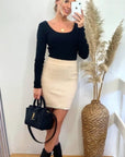 Tweed Effect Skirt in Beige