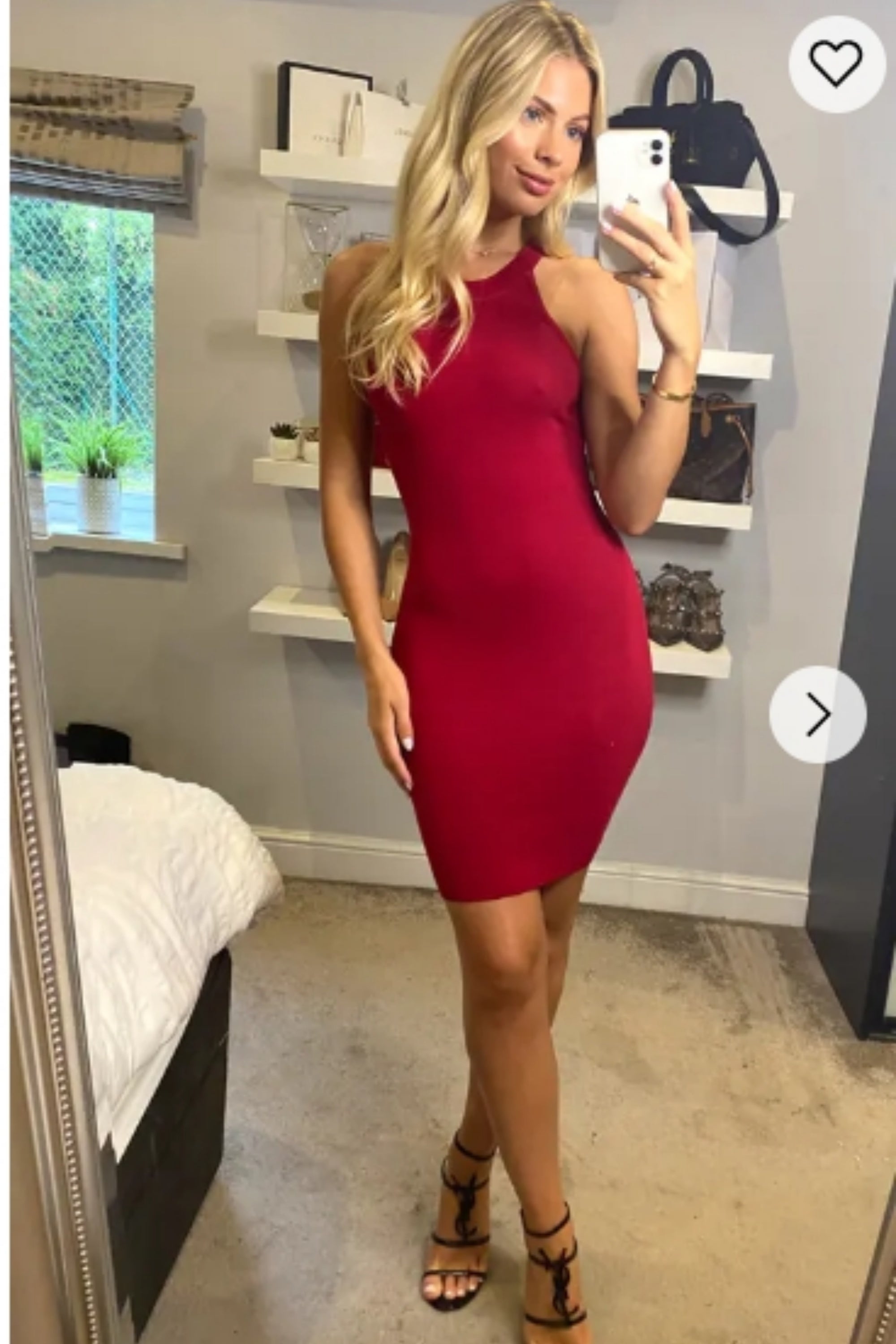 Cotton blend PETITE Bodycon Dress (RED)