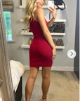 Cotton blend PETITE Bodycon Dress (RED)