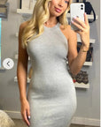 Cotton blend PETITE Bodycon Dress (GREY)