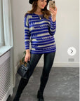 Gold lurex Stripe Knitted long Jumper