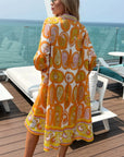 Orange Yellow Paisley Print artwork print Stain Oversized shirt dress