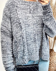 Cable knit velvet fabric soft knitted jumper