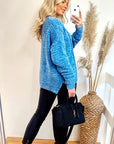 Cable knit velvet fabric knitted jumper