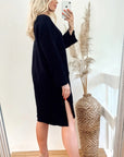Wool blend knitted ribbed dress