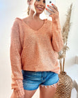 Orange All over Sequins with Hood Knitwear Jumper