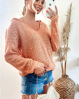 Orange All over Sequins with Hood Knitwear Jumper