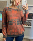 Grey color Multi Stripe Print Jumper