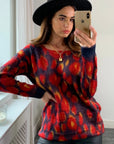 Multi color leopard print knitted jumper
