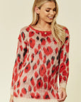Multi color leopard print knitted jumper