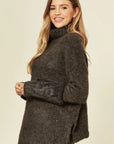 Fur sleeves Roll Neck Jumper