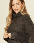 Fur sleeves Roll Neck Jumper
