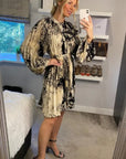 Black and White Scarf print Full pleated Shirt dress