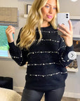 Pearl embellished soft knit jumper in black