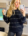 Pearl embellished soft knit jumper in black