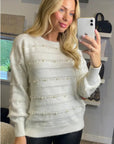 Pearl embellished soft knit jumper in white