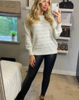 Pearl embellished soft knit jumper in white