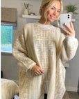Fine knit oversized jumper with monogrammed pattern design in Pink and White