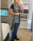 Sleeveless Wool Knitted long Cardigan(Grey)