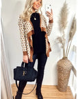 Metallic Gold Trims Stripe And Diamond Print Wool Blend Knitted Cardigan