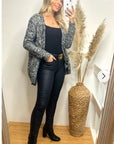 Black & Grey Waterfall Draped knit Cardigan