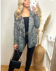 Black & Grey Waterfall Draped knit Cardigan