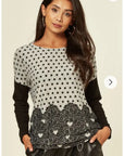 Dot and Sweetheart Printed Jumper Top (GREY)