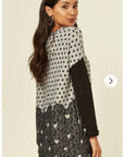 Dot and Sweetheart Printed Jumper Top (GREY)