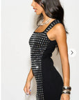 Diamond Sequin Mini Dress in Black