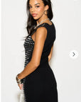 Diamond Sequin Mini Dress in Black