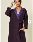Reversible wool blend cardigan coat  (PURPLE)