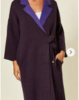 Reversible wool blend cardigan coat  (PURPLE)
