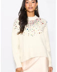 Multi color disco Sequin embellished design Soft knit jumper in cream