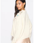 Multi color disco Sequin embellished design Soft knit jumper in cream